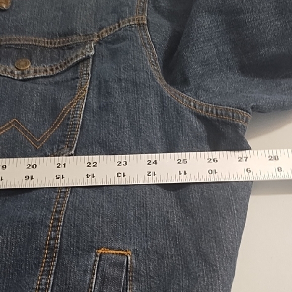 Wrangler Flannel Lined Denim Jean Jacket Barn Coat Corduroy Collar 4 Pockets - Picture 10 of 12